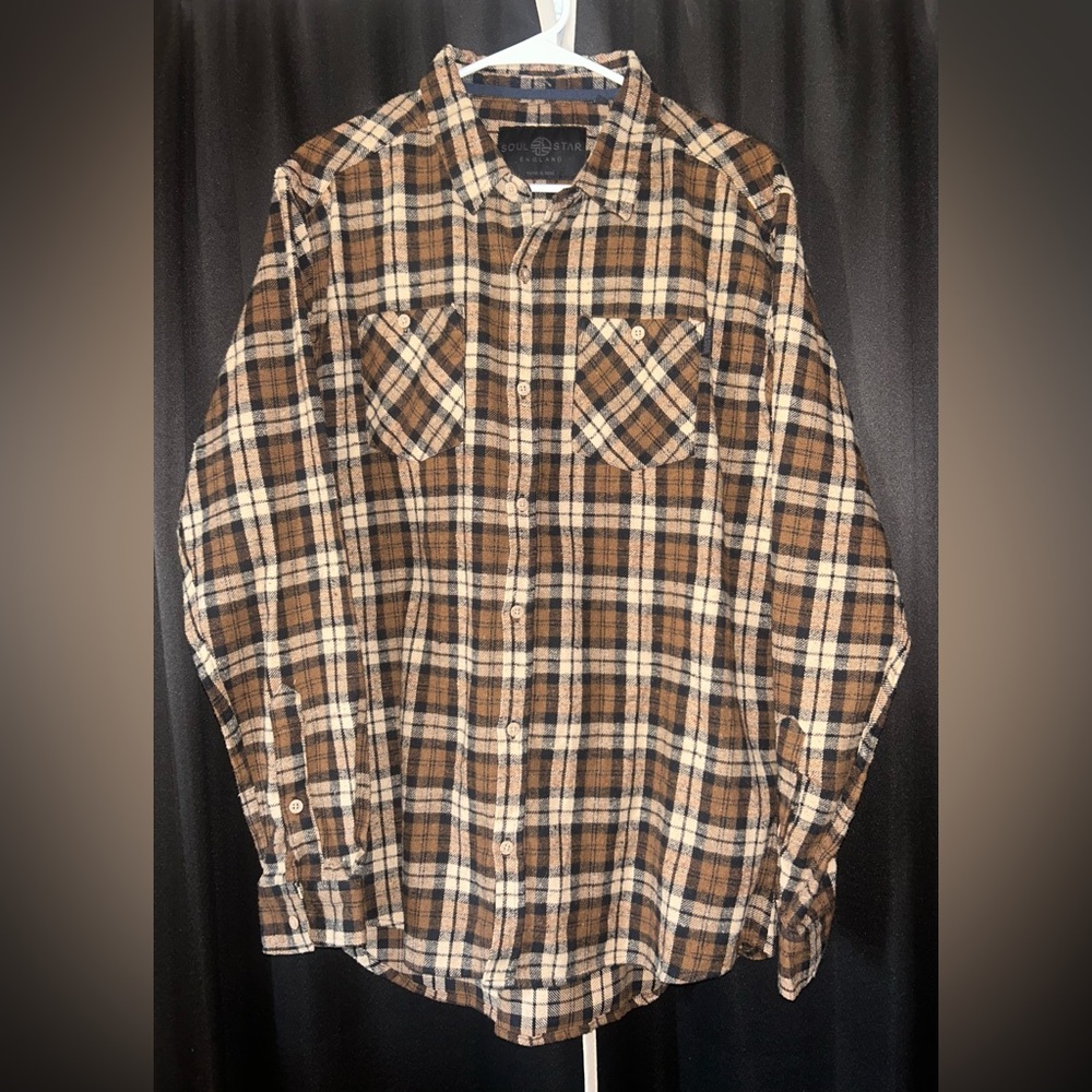 Classic Brown Plaid Men's Casual Shirt